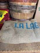 Lot of Bushel Baskets, Mason Jars, and Vintage Feed Sacks