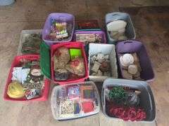 10 Totes of holiday decor, and household miscellaneous