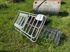 Lot of Fencing Supplies: Metal Gate and Rolls of Wire Fencing