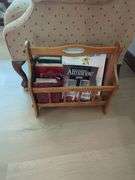 Upholstered Wingback Chair with Plant and Magazine Rack