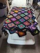 Handmade Crochet Blanket and Charter Club Full/Queen White Down Comforter