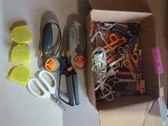 Box Lot of Sewing and Crafting Supplies