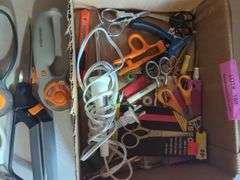 Box Lot of Sewing and Crafting Supplies