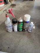 Assorted Cleaning Supplies, Tape, and Kleen Sweep Compound