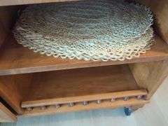 Maple Server with Drop Leaf Sides, Decorations, and Mirror