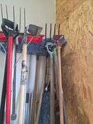 Collection of Various Shovels, Rakes, Hoes, and Garden Tools