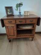 Maple Server with Drop Leaf Sides, Decorations, and Mirror