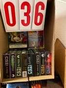Box Lot of DVDs and CDs - Titles Including CSI, Shrek, American Pie