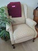 Upholstered Wingback Chair with Plant and Magazine Rack