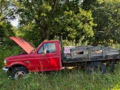 1995 Red Ford F-350 Flatbed Truck - 5.0L or 5.8L Engine