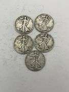 Lot of Five Walking Liberty Half Dollars