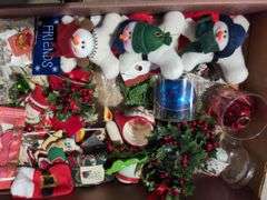 Box Lot of Christmas Decorations