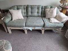 Wicker Style Living Room Set with Artwork