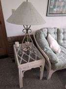 Wicker Style Living Room Set with Artwork