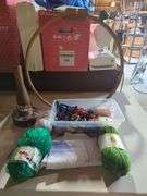 Crafting Lot: Embroidery Floss, Yarn, Hoop, and Accessories