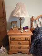 Oak Bedroom Set: Bed, Dresser, Mirror, and Nightstand