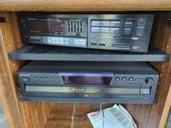 Entertainment Center with Kenwood Receiver, Sony CD Changer, Sanyo Cassette Deck, Daewoo DVD Player and RCA VHS Player