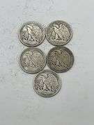 Group of Five Walking Liberty Half Dollars