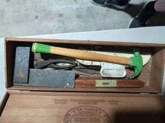 Wooden Cigar Box with Assorted Tools
