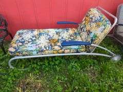 Vintage Aluminum Floral Outdoor Lounge Chair