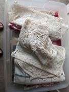 Tote of tablecloths and textiles