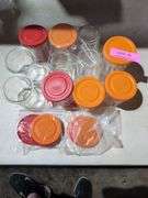 Lot of Glass Yogurt Jars with Lids