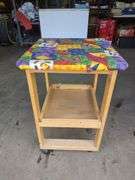 Wood Rolling Cart with Quilted Top
