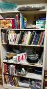 Shelf Lot of Books, Dishes, and Home Items