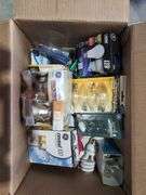 Box Lot of Mixed Light Bulbs and Household Items
