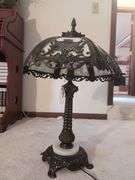 Ornate Metal and Glass Table Lamp