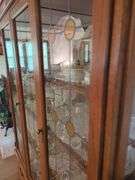 Oak Display Cabinet with Glass Paned Doors