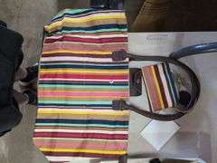 JoAnn Moore Designs Long Handle Fold-Up Tote and Striped Purse