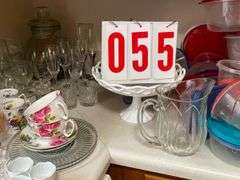 Variety of Kitchenware - Glasses, Teacups, Pitchers, and Storage Containers