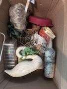 Mixed Box Lot: Home Goods, Decor, & Vintage Magnavox Speaker