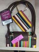 JoAnn Moore Designs Long Handle Fold-Up Tote and Striped Purse
