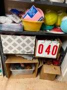 Shelf of Party Supplies and Decorations