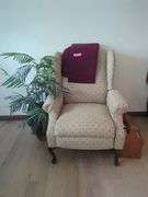 Upholstered Wingback Chair with Plant and Magazine Rack