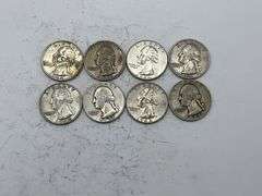 Eight Silver Washington Quarters (1936-1964)