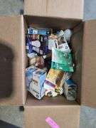 Box Lot of Mixed Light Bulbs and Household Items