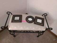 Iron Bench with Accent Mirrors