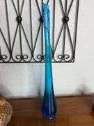 Decorative Wall Art, Blue Glass Vase, and Ceramic Bird Figurines - Set of 4