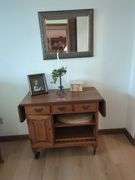 Maple Server with Drop Leaf Sides, Decorations, and Mirror
