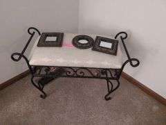 Iron Bench with Accent Mirrors