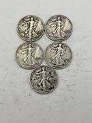 Walking Liberty Half Dollar Coins - Lot of 5