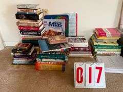 Mixed Collection of Books, Atlases, and Religious Texts