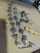 Sterling Silver Jewelry Set with Floral Motifs