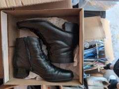 Boxes of Assorted Clothing, Shoes, Accessories, and Household Items