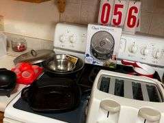 Assorted Kitchenware Lot: Pots, Pans, Toaster, and More