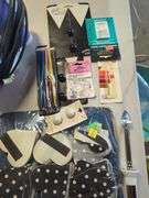 Quilting and Sewing Lot with Books, Supplies, and Iron