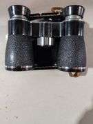 Pair of Resco 4x30 Coated Binoculars with Case and Cut Glass Tumbler
